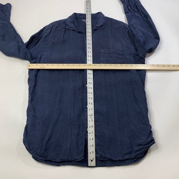 Monoprix Homme Shirt Mens XL Extra Large Navy Linen Regular Fit Long Sleeve - Picture 6 of 8